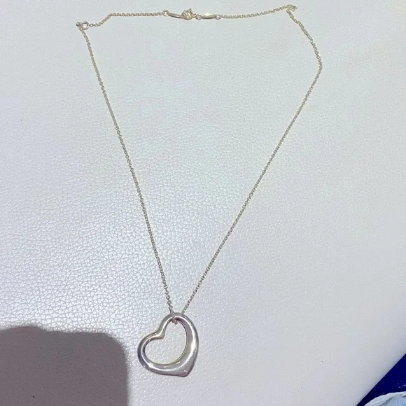 TIFFANY & CO OPEN HEART PENDANT CHAIN NECKLACEELSA PERETTI 27MM
